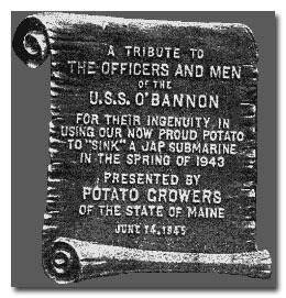 Plaque commemorating the USS O’Bannon potato incident (US Navy photo)