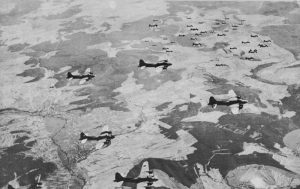 US Eighth Air Force B-17s in formation, 1943 (US Army Air Force photo)