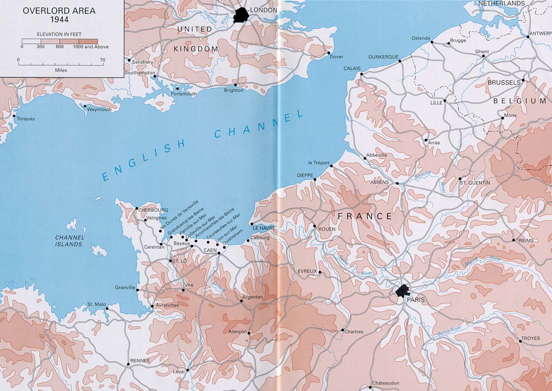 Map of Operation Overlord area, 1944 (US Army Center of Military History)