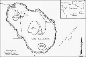 Map showing Pantelleria and the Pelagie Islands, including Lampedusa, in the Mediterranean (US Army Air Forces map)
