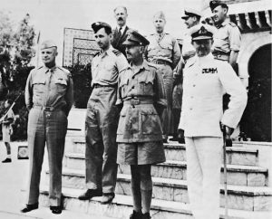 Allied leaders in the Sicilian campaign: Gen. Dwight Eisenhower, Air Chief Marshal Sir Arthur Tedder, Gen. Sir Harold Alexander, Adm. Sir Andrew B. Cunningham (US Army Center of Military History)