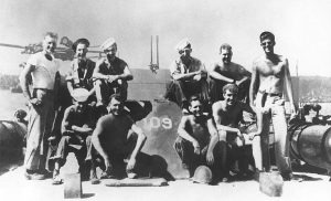 USS PT-109 and crew, 1943, Lt. John F. Kennedy at right (US National Archives: 306-ST-649-9)