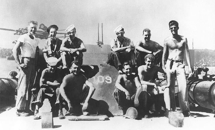 PT-109 and crew, 1943, Lt. John F. Kennedy at right (US National Archives)