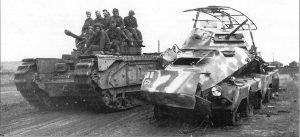 Soviet-manned Churchill Mk IV Tank during the battle for Kharkiv, Ukraine, August 1943 (public domain via Wikipedia)