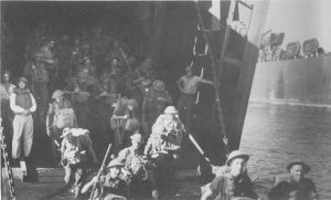 Australian troops debarking from LST landing ships for the occupation of Lae, New Guinea, September 1943 (US Army Center of Military History)