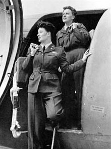 WASP C-47 flight crew: Pilot Joanna Trebtoske (Jenks), left, and Copilot Marjorie Logan (Rolle) at Romulus Army Air Field, MI, 1943 (US Air Force photo 050407-F-1234P-015)