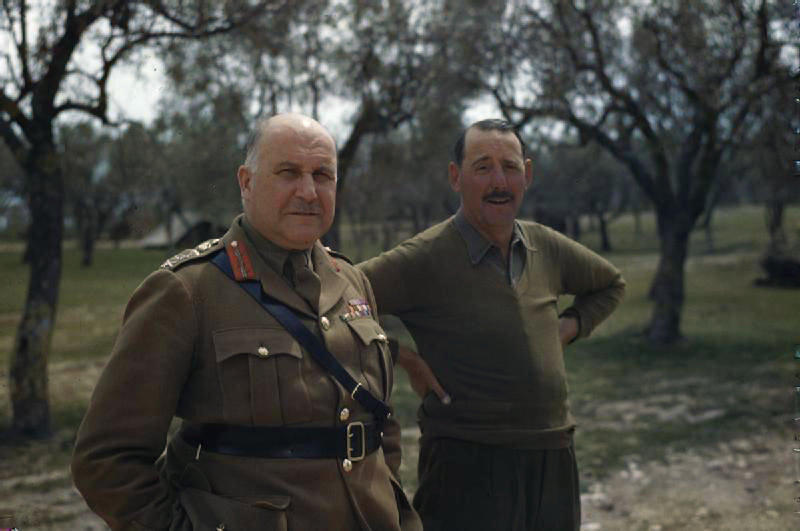 Gen. Sir Henry Maitland Wilson (Supreme Allied Commander, Mediterranean) and Gen. Sir Oliver Leese (Commander, British Eighth Army), Italy, 30 April 1944 (Imperial War Museum)