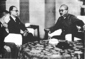 Subhash Chandra Bose and Hideki Tojo, Tokyo, Japan, 10 Jun 1943 (public domain via WW2 Database)