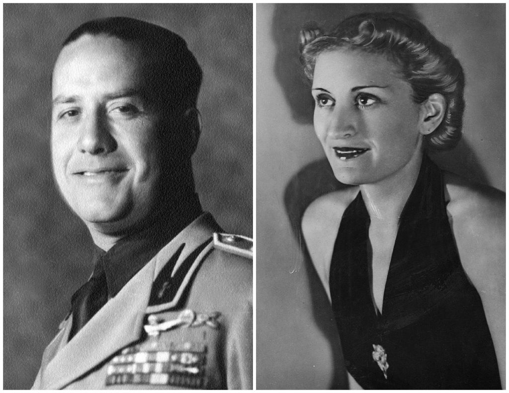 Count Galeazzo Ciano, 1936, and Edda Mussolini Ciano (both photos public domain via Wikipedia)