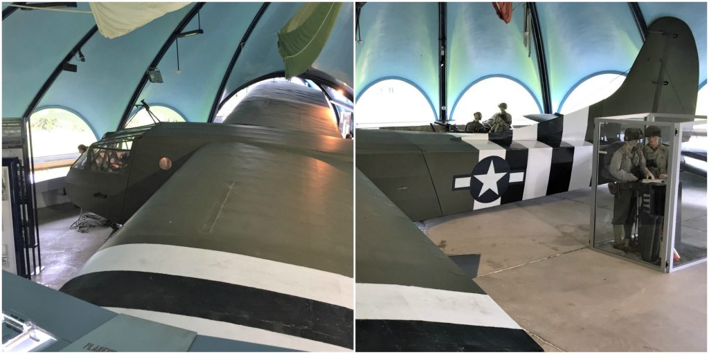 Waco glider (2 photos superimposed) at the Airborne Museum, Sainte-Mère-Église, France, September 2017 (Photo: Sarah Sundin)