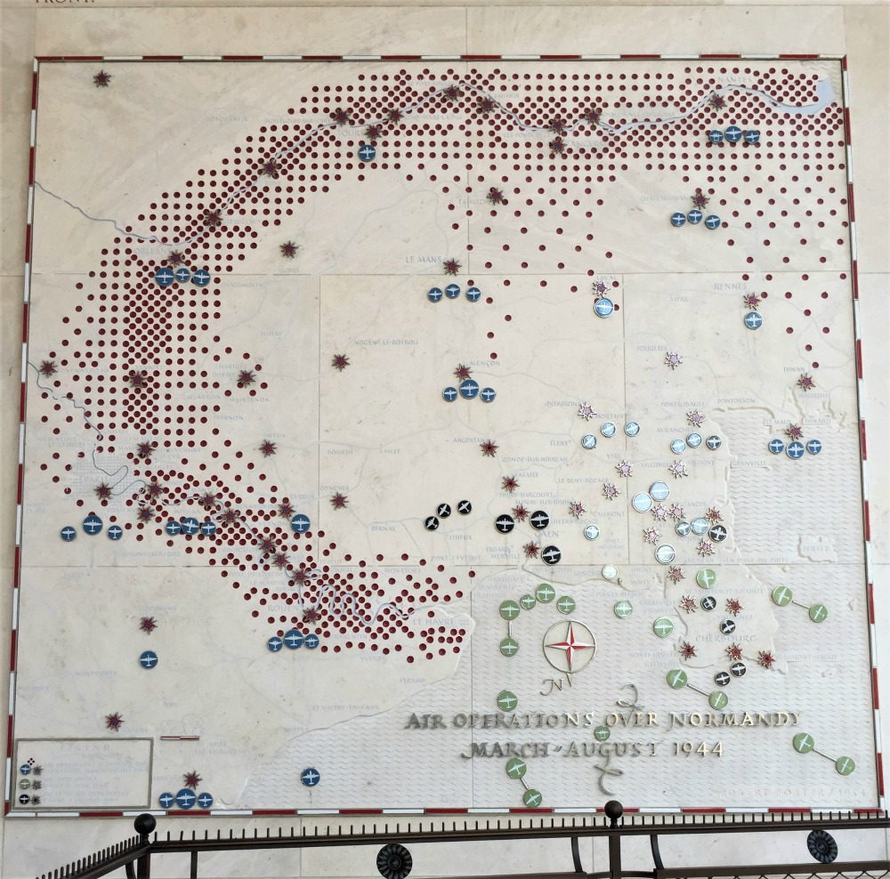 Map of Allied aerial operations from March-August 1944, Normandy American Cemetery and Memorial, Colleville-sur-Mer, France, September 2017 (Photo: Sarah Sundin)