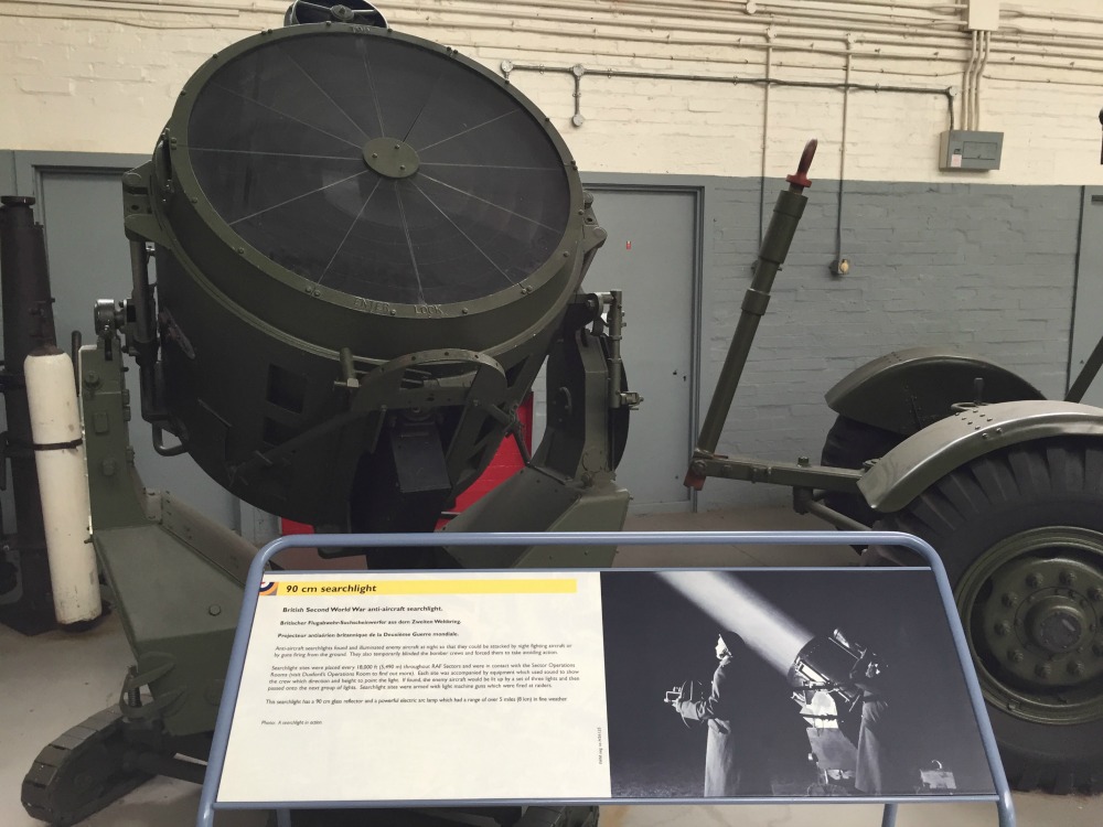 RAF searchlight, Imperial War Museum, Duxford, England, September 2017 (Photo: Sarah Sundin)