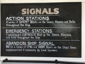 World War II era signals sign on the Queen Mary. Long Beach, CA, June 2017 (Photo: Sarah Sundin)