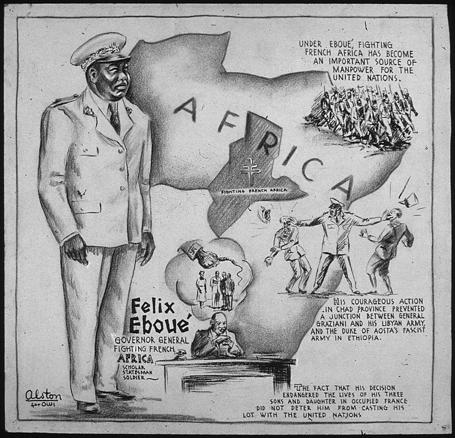 “Félix Éboué—Governor-General Fighting French Africa—Scholar, Statesman, Soldier” by Charles Alston for US Office of War Information, 1943 (US National Archives)
