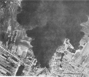 Stella Romana oil refinery at Ploesti, Romania after US 15th Air Force bombing, 1944 (USAF photo)