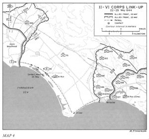 Map showing link-up of US II and VI Corps in Italy, 25 May 1944 (US Army Center of Military History)