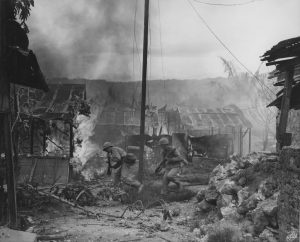 US Marines in Garapan, Saipan, 2 July 1944 (US Marine Corps photo)