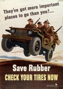US poster encouraging conservation of rubber, WWII