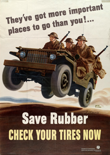 US poster encouraging conservation of rubber, WWII