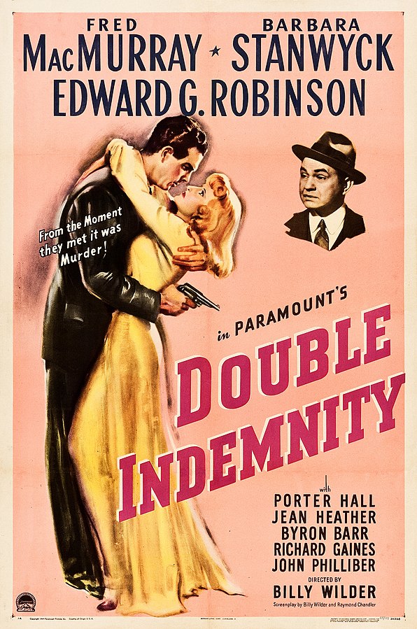 Theatrical poster for Double Indemnity, 1944, Paramount Pictures (public domain via Wikipedia)