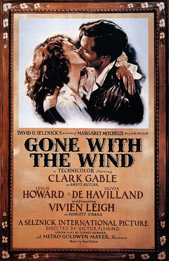 Theatrical release poster for Gone with the Wind, 1939 (public domain via Wikipedia)