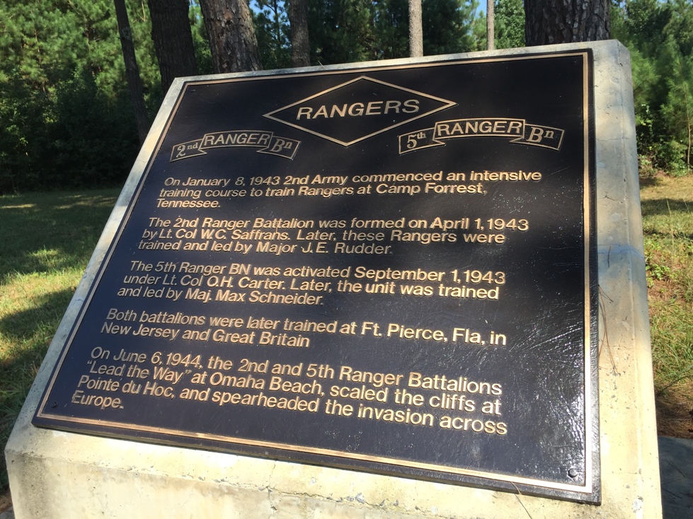 Monument to the 2nd & 5th Ranger Battalions Tullahoma, TN (Photo: Sarah Sundin, September 2018)
