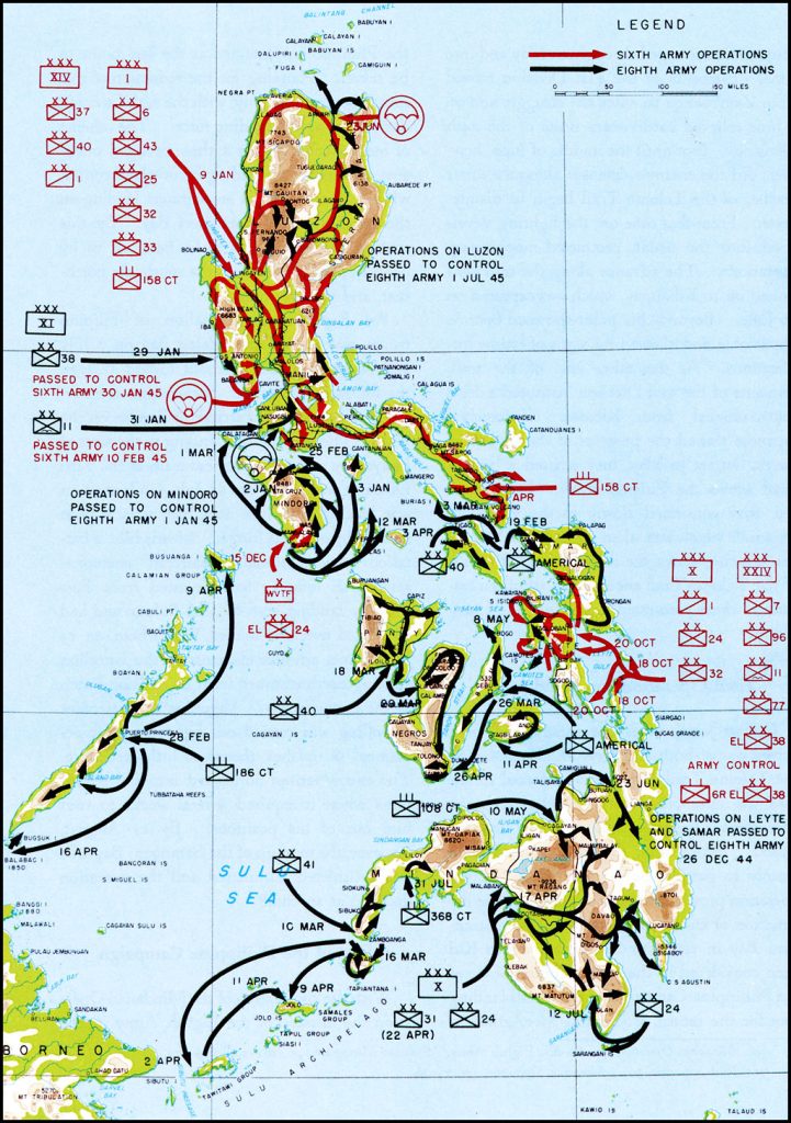 Map of the Philippine Campaign, October 1944-July 1945 (US Army Center of Military History)