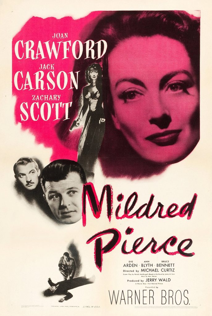 Warner Bros. theatrical poster for Mildred Pierce, 1945 (public domain via Wikipedia)