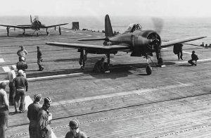 Ryan FR-1 Fireball fighters during carrier qualifications aboard aircraft carrier USS Ranger (CV-4), May 1945 (US Navy Photo: USN 1053774)