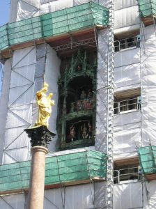 The Glockenspiel in the Neues Rathaus, under construction (Photo courtesy of Stephen Sundin, July 2007)