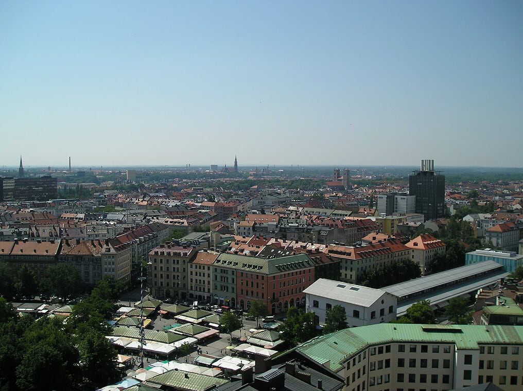 Looking down on the Viktualienmarkt from the tower of St. Peterskirche (Photo courtesy of Stephen Sundin, July 2007)