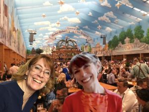 Inside an Oktoberfest tent with travel buddy Christianne McCall (Photo courtesy of Jill Oishi Reichner)