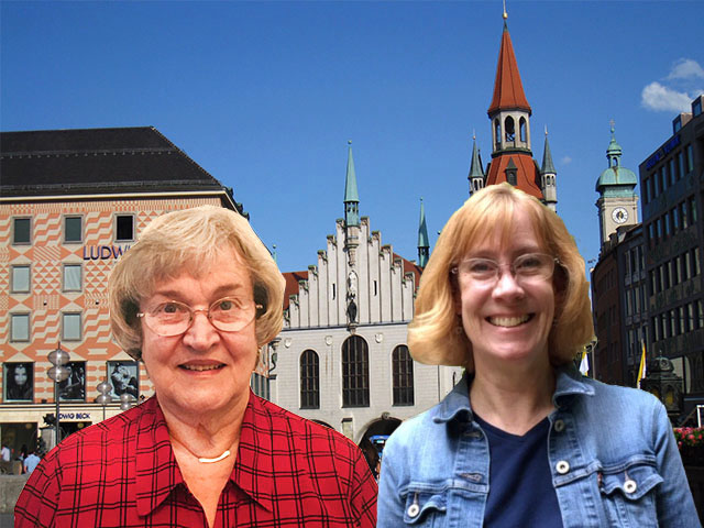 Altes Rathaus with travel buddy Susan Newcomb (Photo courtesy of Pauline Trummel)