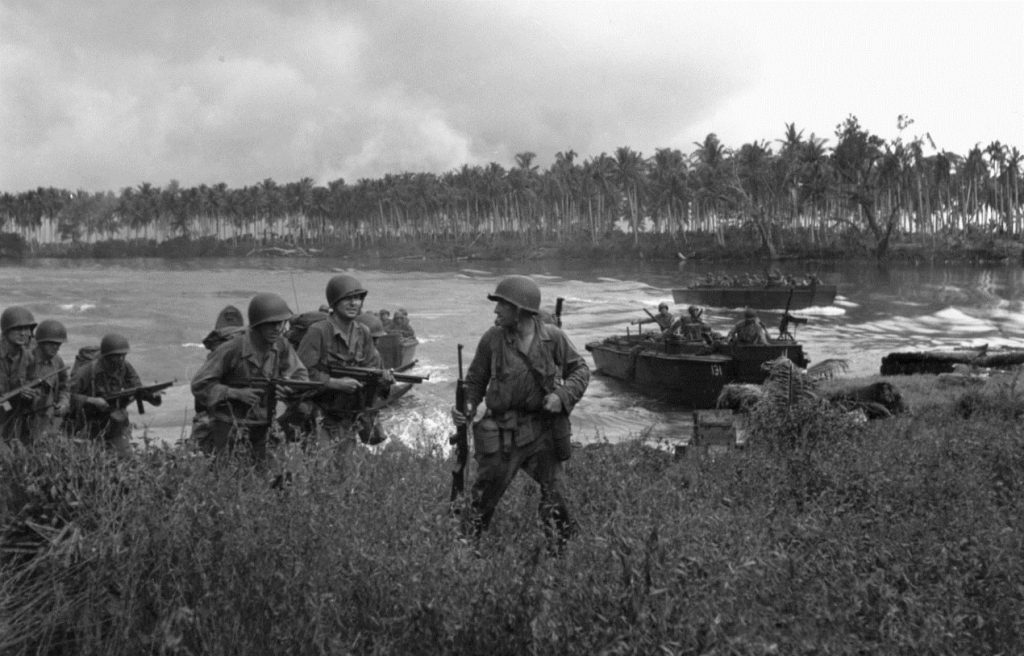 First wave of US Army troops landing on Los Negros in the Admiralty Islands, 29 Feb 1944 (US Army Center of Military History)