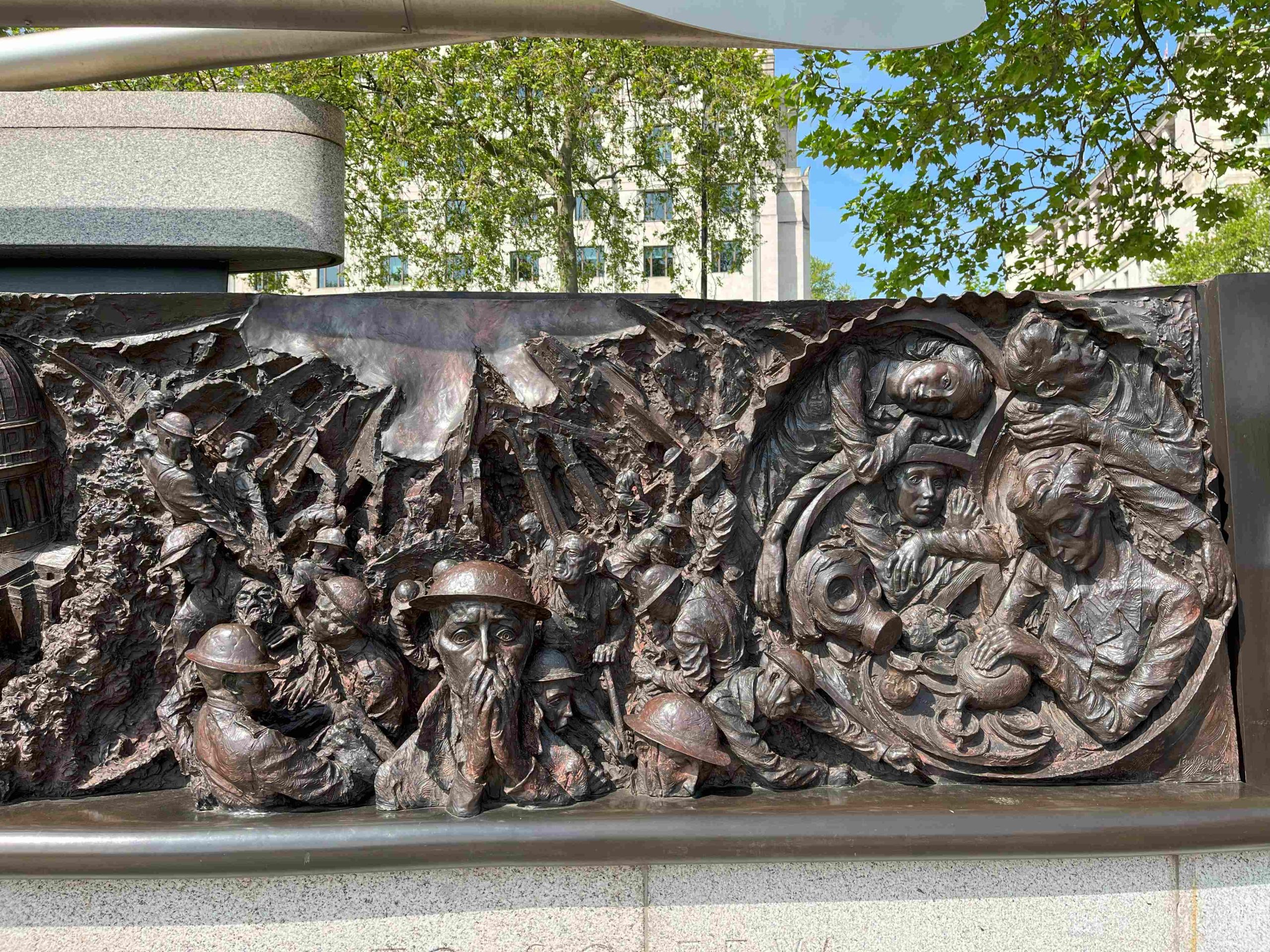 Depiction of Air Raid Precautions volunteers at work during the London Blitz, Battle of Britain Monument, the Embankment, London, 10 May 2024 (Photo: Sarah Sundin)